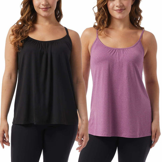 32 Degrees Cool Womens 2-Pack Lightweight Top Cami-XL-Plum/Black
