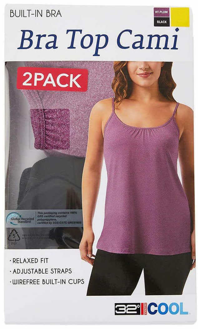 32 Degrees Cool Womens 2-Pack Lightweight Top Cami-XL-Plum/Black