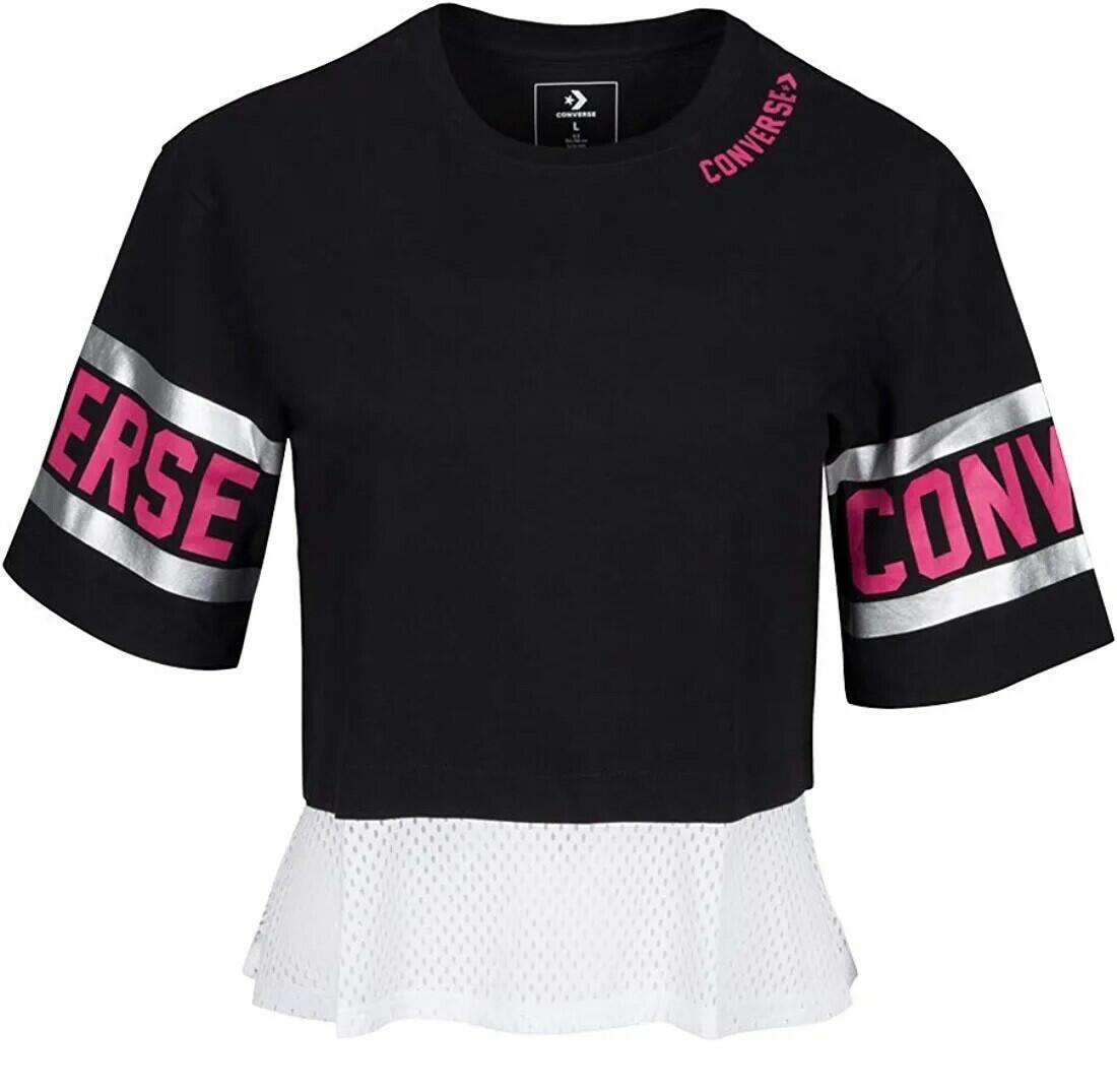Converse Girl's Kids Siyah Kız Çocuk T-Shirt Black Size 5