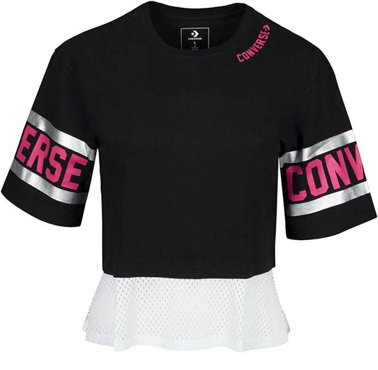 Converse Girl's Kids Siyah Kız Çocuk T-Shirt Black Size 5
