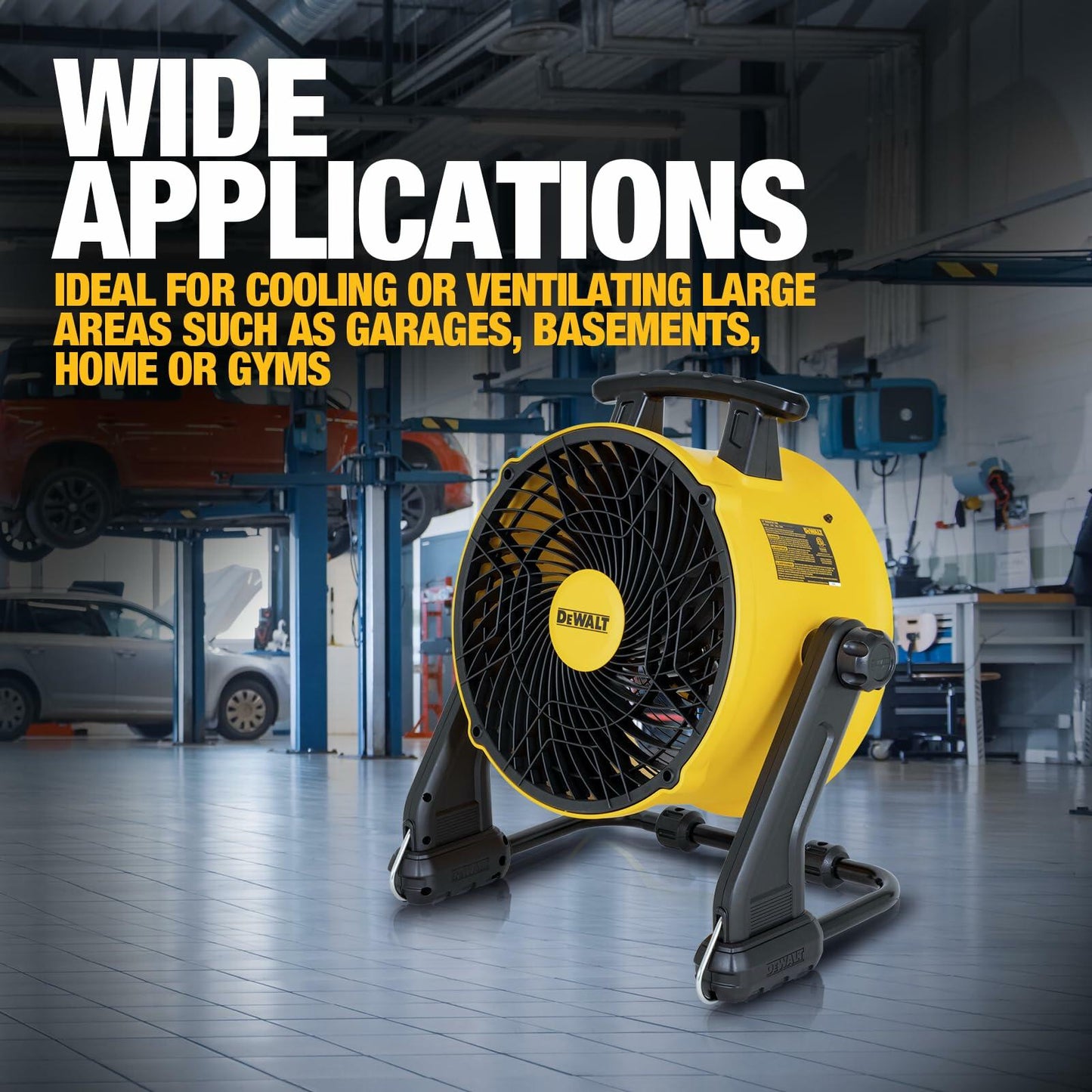 DEWALT 16 Inch Heavy Duty Floor Fan, Barrel Fan, 3-Speed, 360°,Tilting Airflow F