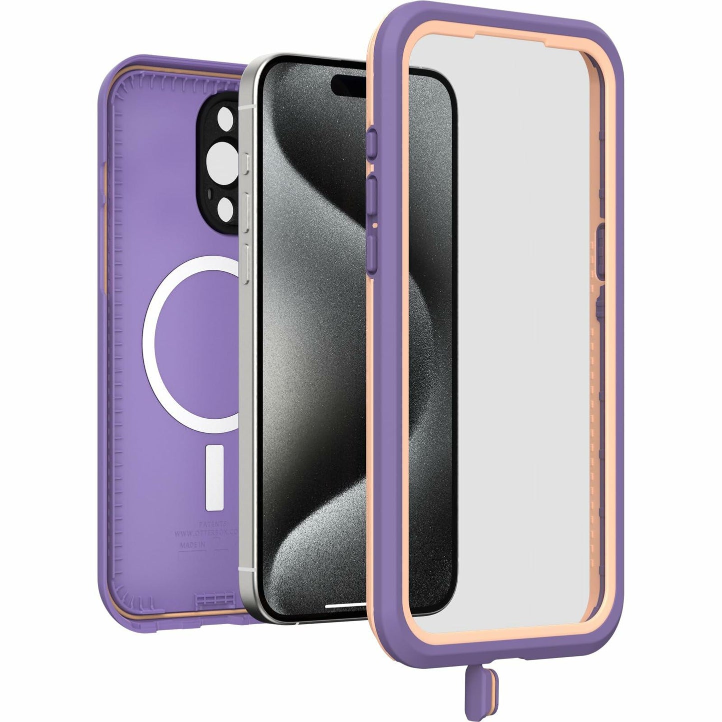OtterBox iPhone 15 Pro MAX (Only) FRĒ Series Waterproof Case with MagSafe Purple