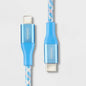 6' Lighto USB-C Braided Cable -  Tranquil Blue: iPhone Charging Cord