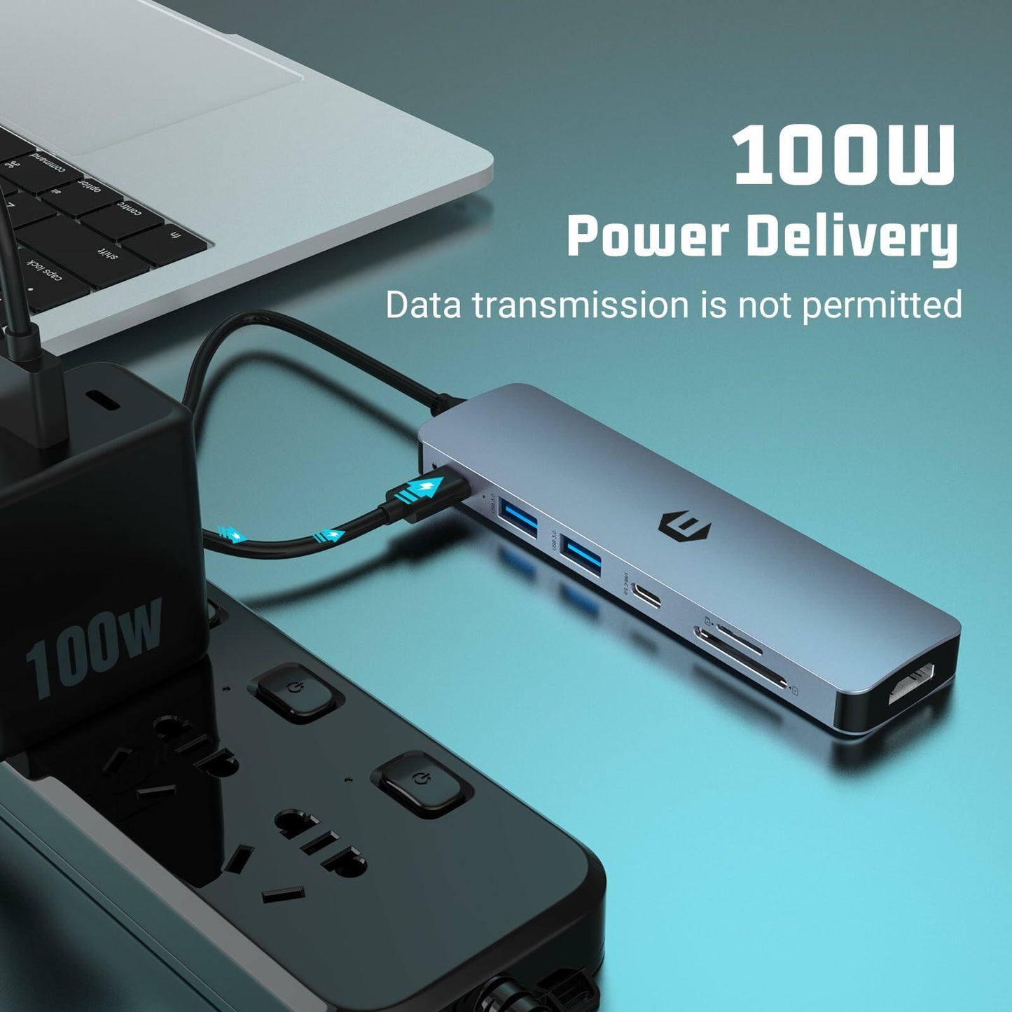 USB-C 7-in-1 Hub: 4K HDMI, 100W PD, USB 3.0, SD/TF Card Reader, Windows & Apple