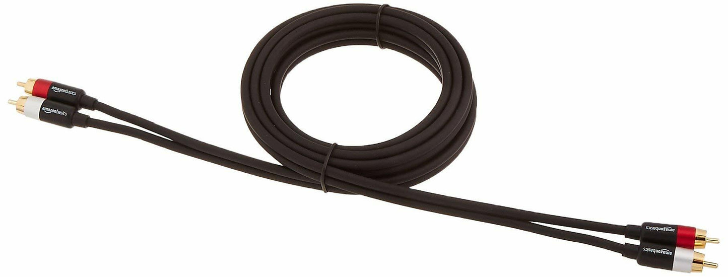 Amazon Basics 2 RCA Audio Cable, Active Speakers or Subwoofer/gold-Plated-8 Feet