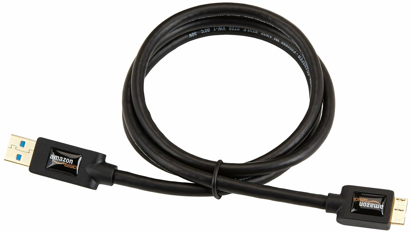 Amazon Basics Micro USB2USB-A 3.0 Charger Cable, 4.8Gb High-Speed/Gold Plugs-3ft