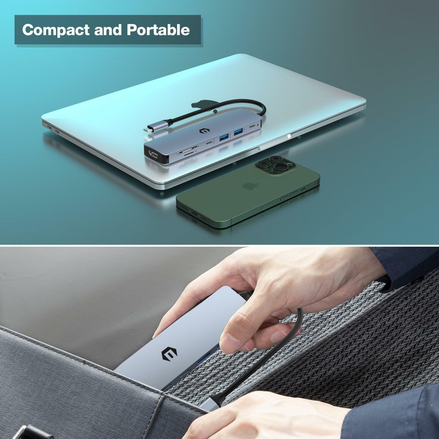 USB-C 7-in-1 Hub: 4K HDMI, 100W PD, USB 3.0, SD/TF Card Reader, Windows & Apple