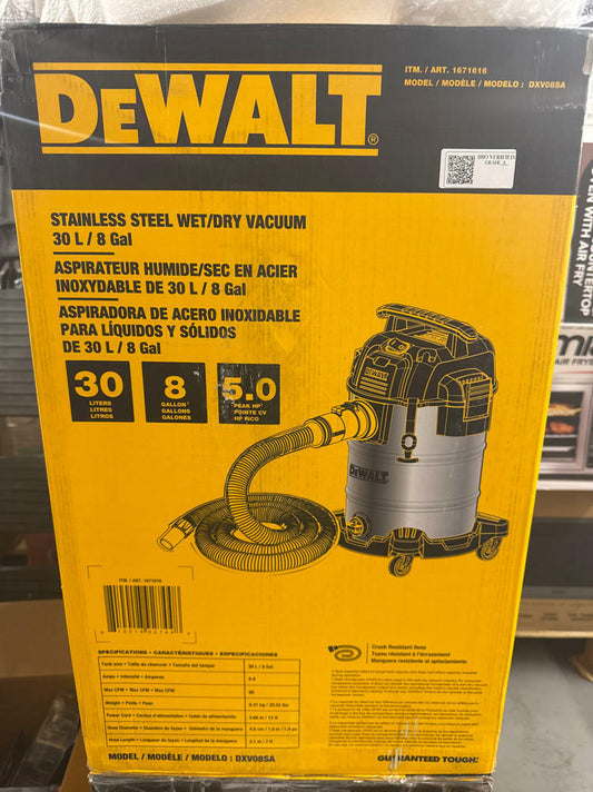 Dewalt DXV08SA Stainless Steel Wet/Dry 8-Gallon 5 HP Vacuum (Retail)