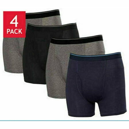 Kirkland Signature Mens Boxer Briefs Underwear 4 Pack  (2 Black 2 Gray  XXL)