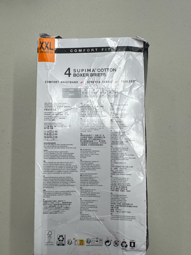 Kirkland Signature Mens Boxer Briefs Underwear 4 Pack  (2 Black 2 Gray  XXL)