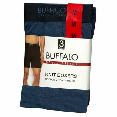 Buffalo David Bittion Men 3-Pack Tagless Cotton Modal Stretch Knit Boxers-L
