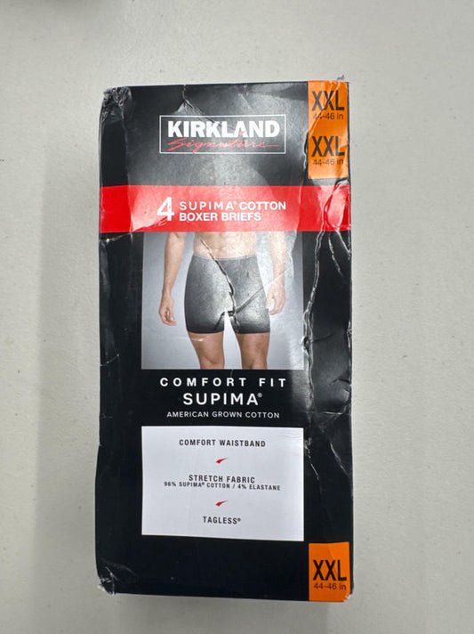 Kirkland Signature Mens Boxer Briefs Underwear 4 Pack  (2 Black 2 Gray  XXL)