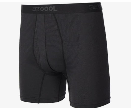 32 DEGREES COOL Men's Boxer Brief, Comfort Mesh, 3-Pack, Black, Large, Quick Dry