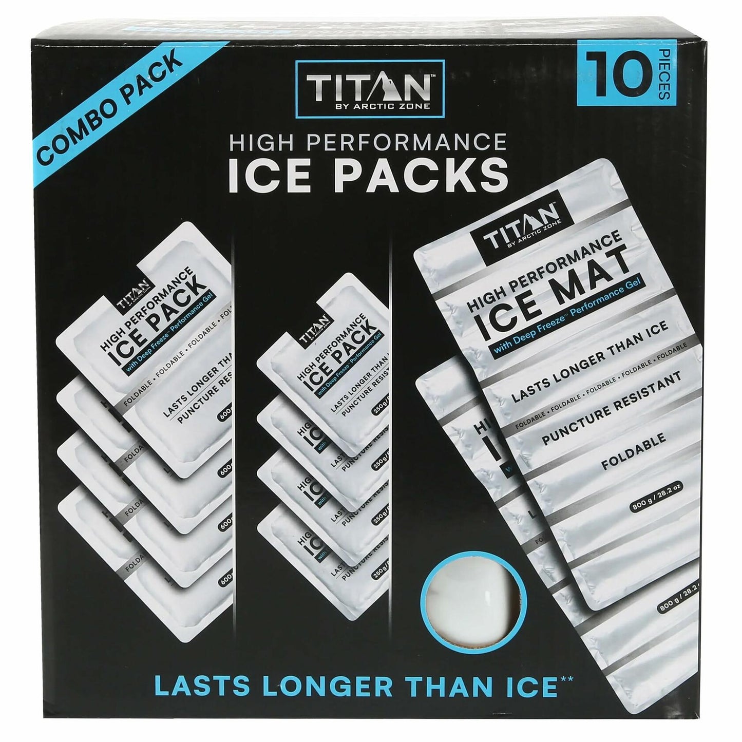 Titan by Arctic Zone Deep Freeze Ice Pack, 10-Piece Set with Deep Freeze Gel