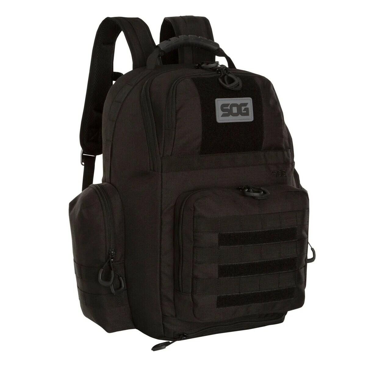 SOG 3 Pistol Range Backpack, 11.7”Wx8.6”Lx18.1”H Black (3) Pistol cases 1819466