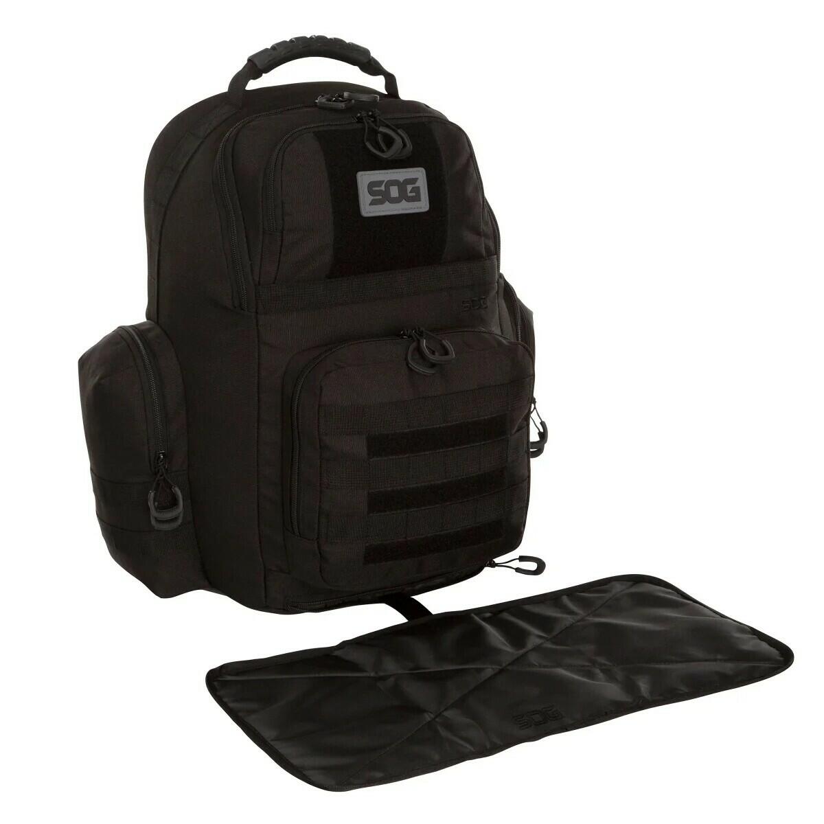 SOG 3 Pistol Range Backpack, 11.7”Wx8.6”Lx18.1”H Black (3) Pistol cases 1819466