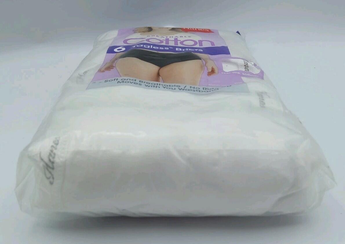 Pack Of 6 Hanes Women’s Size 10/3XL Briefs Breathable White Cotton Underwear
