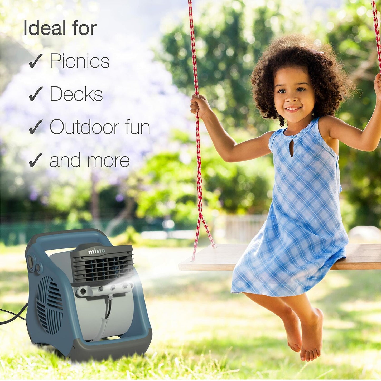 Lasko Misto Outdoor Misting Blower Fan, Ideal 4/Sports/Camping/Decks-3 Speeds