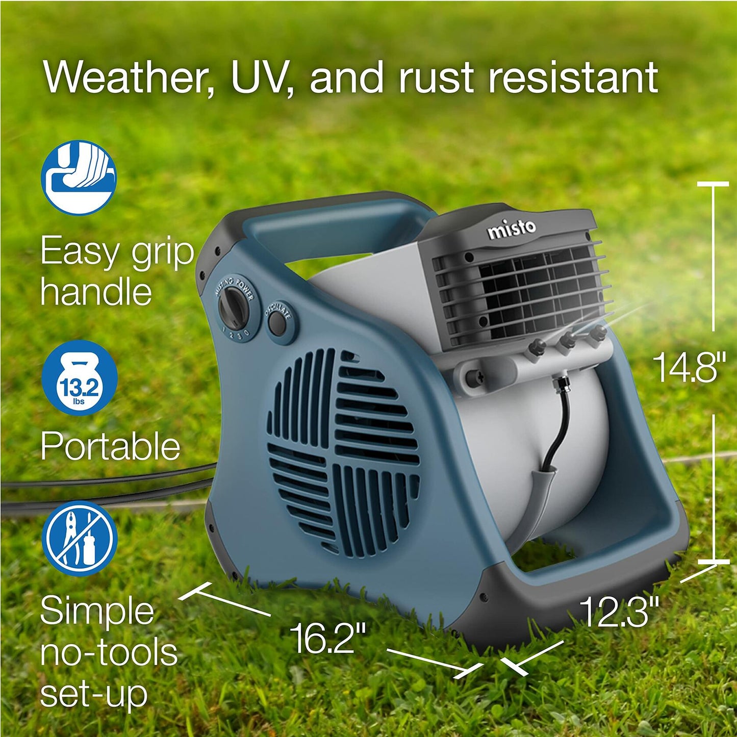 Lasko Misto Outdoor Misting Blower Fan, Ideal 4/Sports/Camping/Decks-3 Speeds