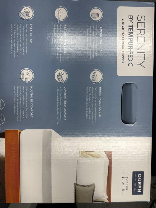 Serenity Tempur-Pedic Cooling Memory Foam Mattress Topper Queen