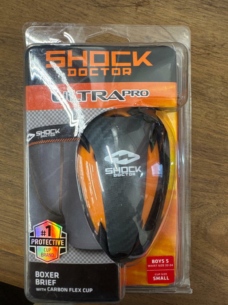 Shock Doctor Boys Ultra Pro Boxer Brief with Ultra Cup, Grey, Small