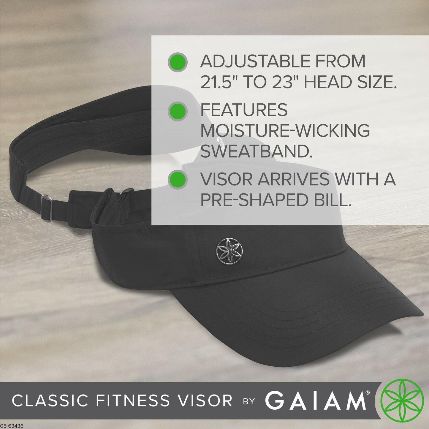 Gaiam Classic Quick-Dry Visor for Women Sweat-Wicking Golf Tennis Hat Black