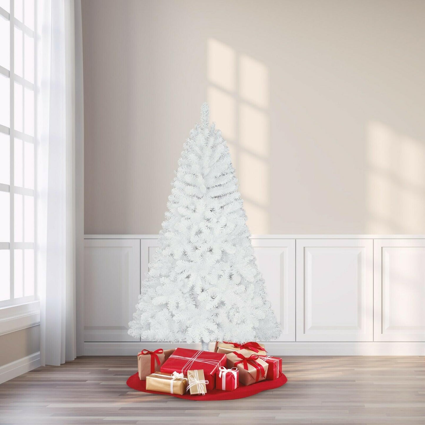 NEW HOLIDAY TIME 6.5 ft UNLIT JACKSON SPRUCE WHITE CHRISTMAS HOLIDAY TREE