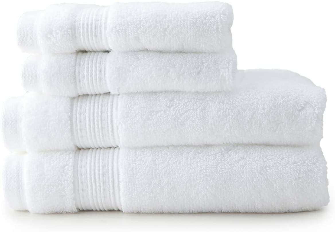 New Charisma Soft 100% Hygro Cotton 4-Piece Hand & Washcloth Towel Set (One Size, White)
