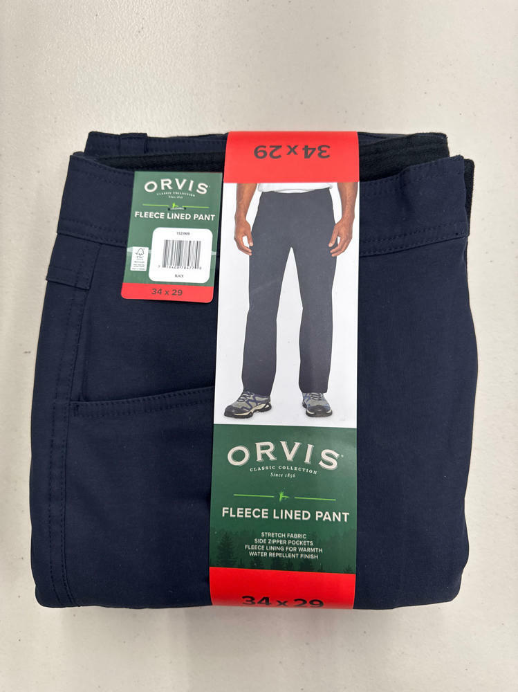 Orvis Mens Regular Fit Fleece Lined Stretch Fabric Pant (Black,34x29)