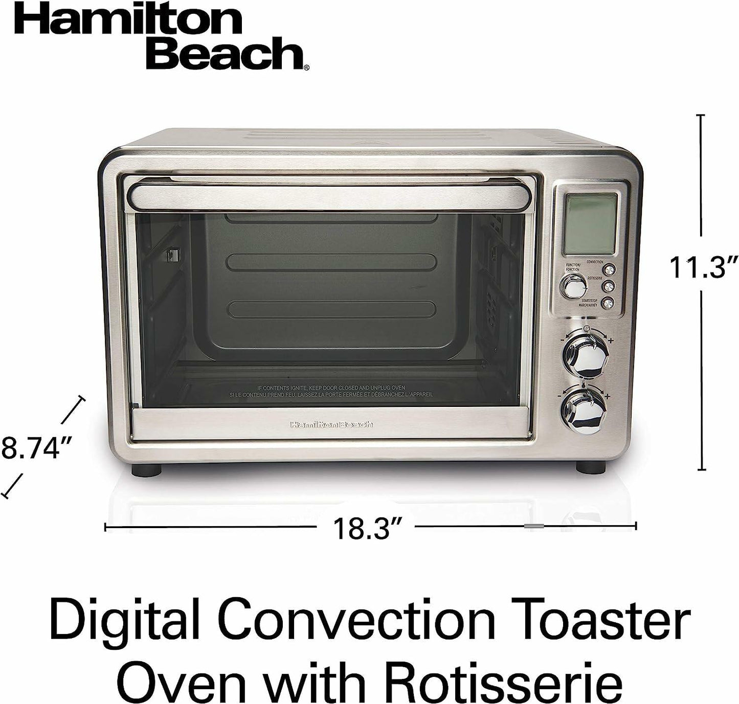 Hamilton Beach Sure-Crisp Digital Air Fryer Toaster Oven with Rotisserie | 31193