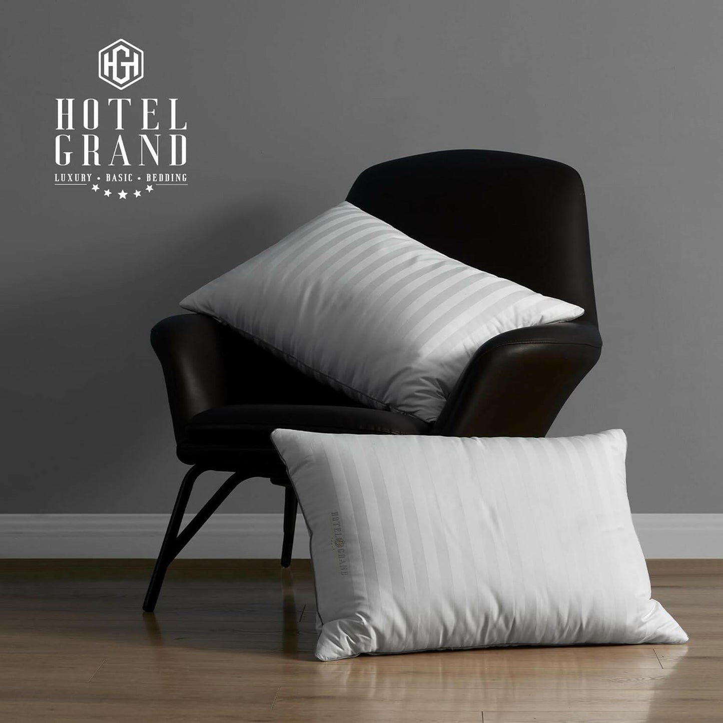 Hotel Grand Luxury Feather Down Pillows King Size (Set of 2 Pack), White