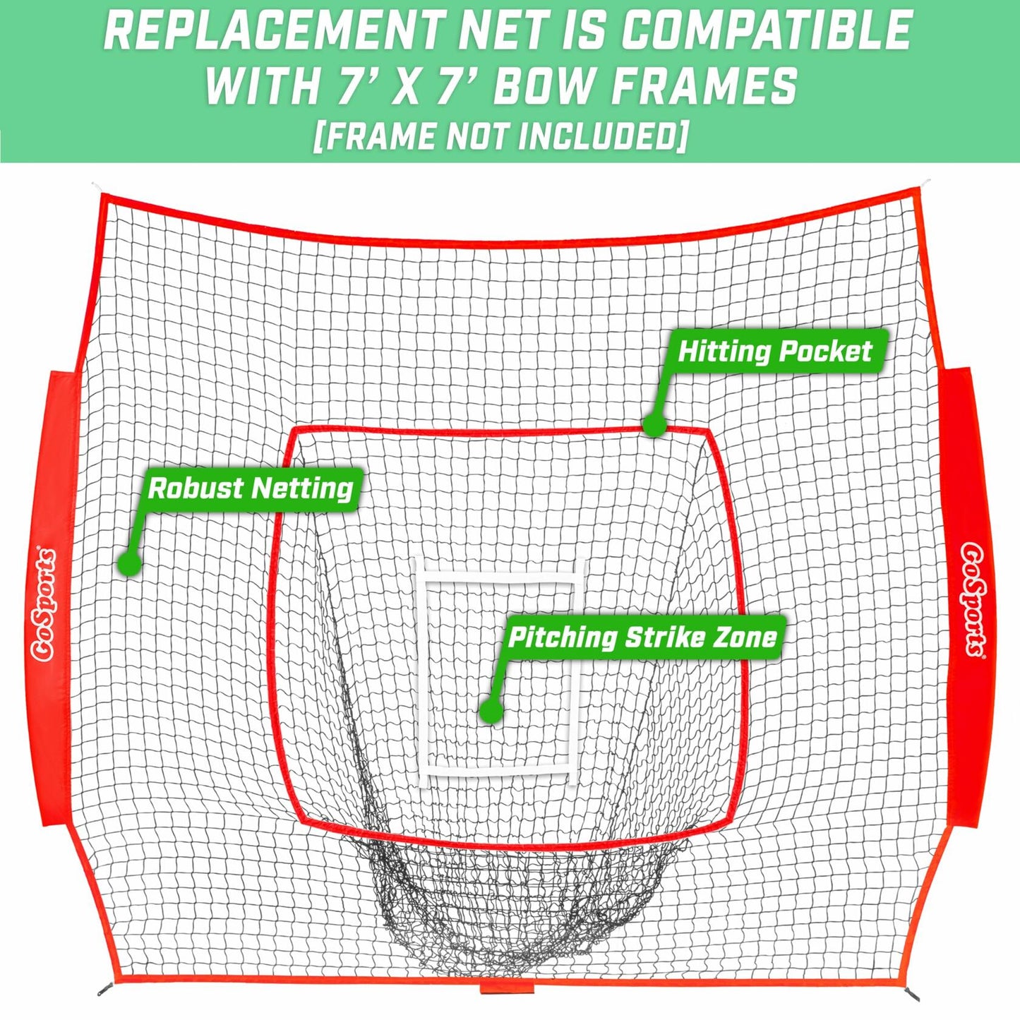 GoSports Replacement 7 ft x 7 ft Baseball/Softball Net-no frame