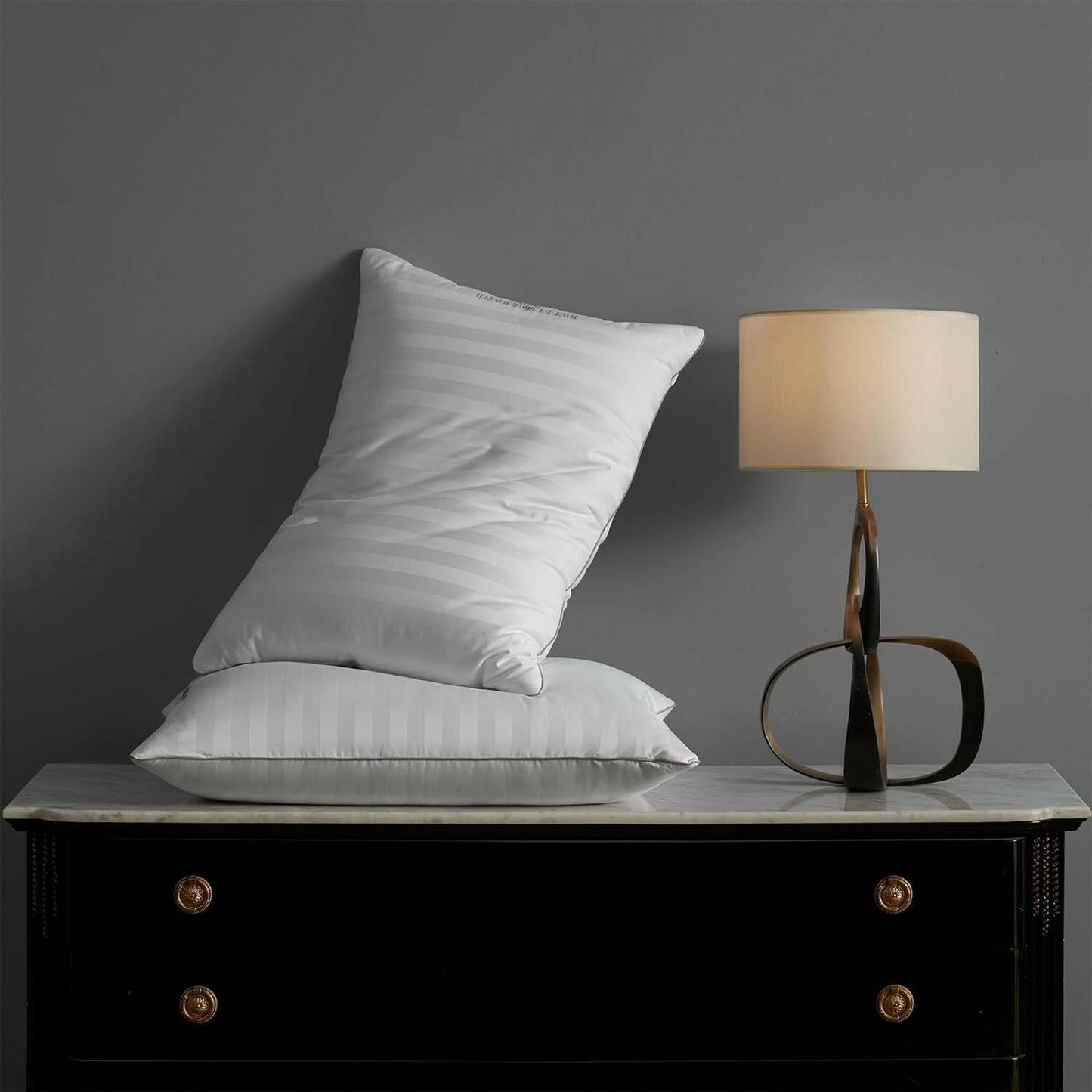 Hotel Grand Luxury Feather Down Pillows King Size (Set of 2 Pack), White