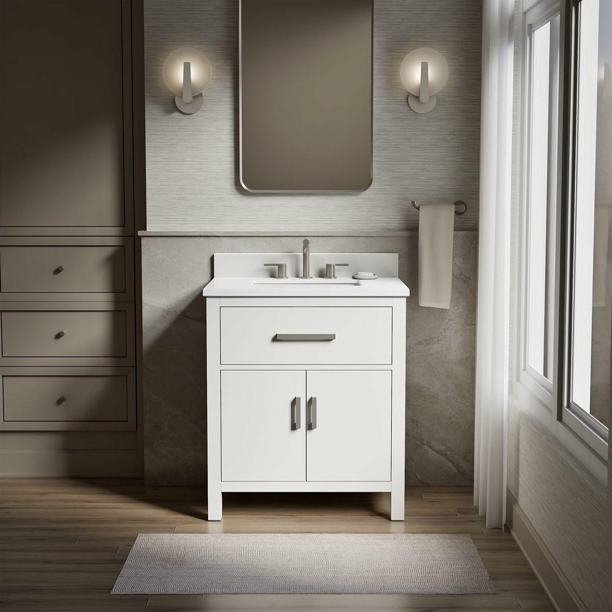 KOHLER Clave 30 Inch Bathroom Vanity & Quartz Top K-R34256-ASB-0