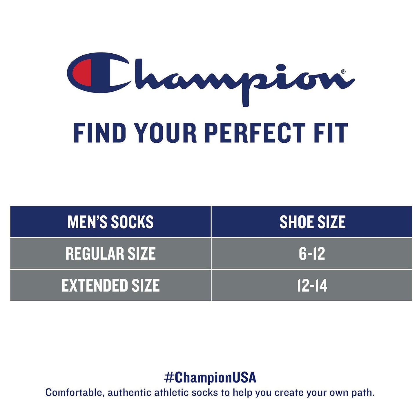 Champion Men's, Performance Ankle Socks, 6-Pack, Black-6 Pack, 12-14