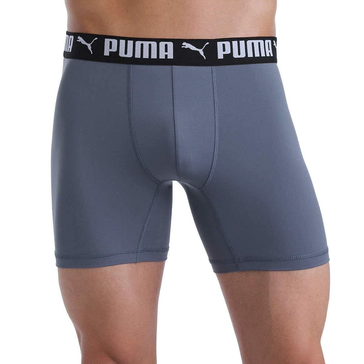 Puma Men's Microfiber Boxer Brief, 5-pack (Medium, Black / Grey / Blue)