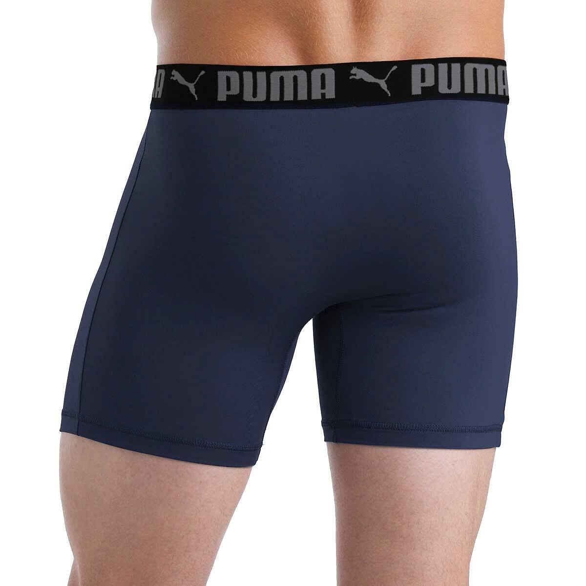 Puma Men's Microfiber Boxer Brief, 5-pack (Large, Black / Grey / Blue)