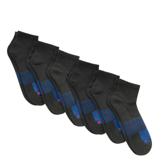 Champion Men's, Performance Ankle Socks, 6-Pack, Black-6 Pack, 12-14
