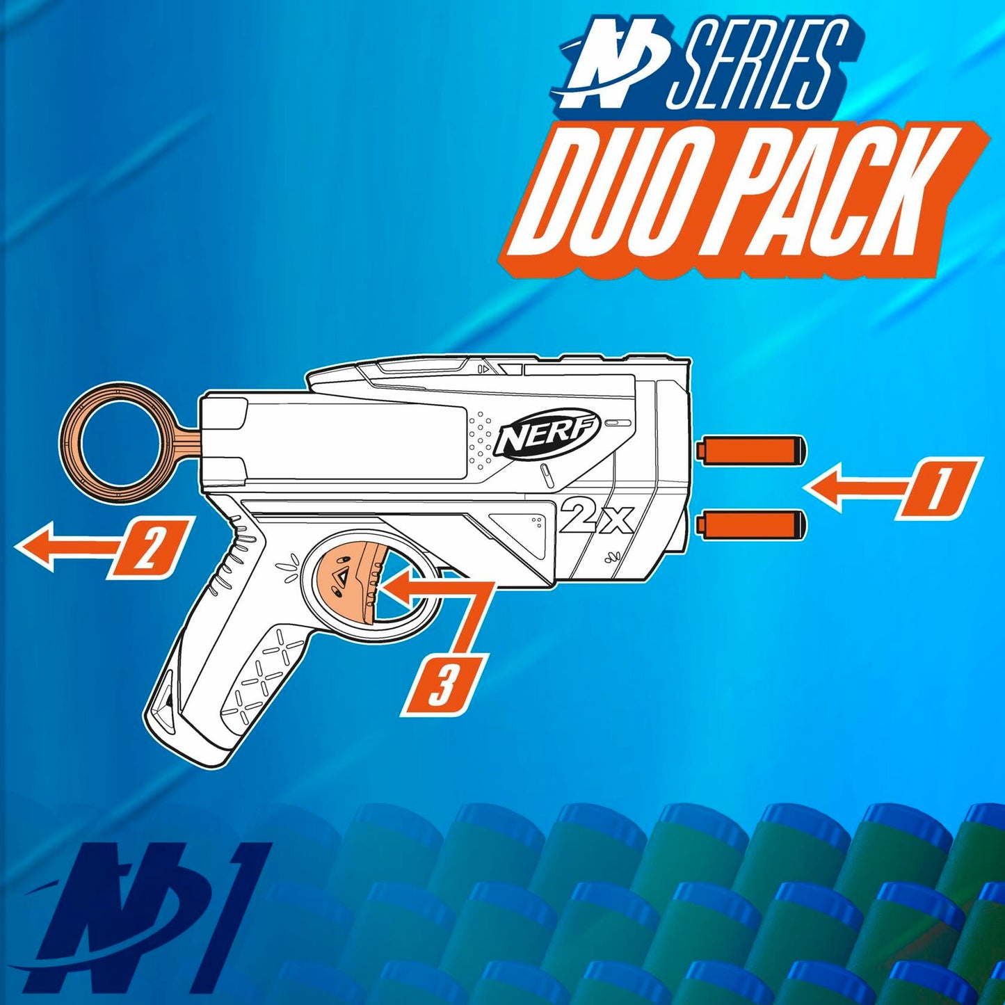 Nerf N Series Duo Pack, Includes 2 Ward Blasters, 12 N1 Darts Compatible Only N Series Blasters, Kids Outdoor Games, Ages 8+