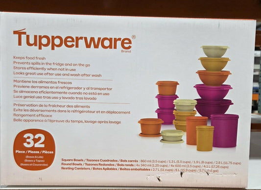 Tupperware Heritage Collection 32 Piece Food Storage  Set - Vintage Colors!
