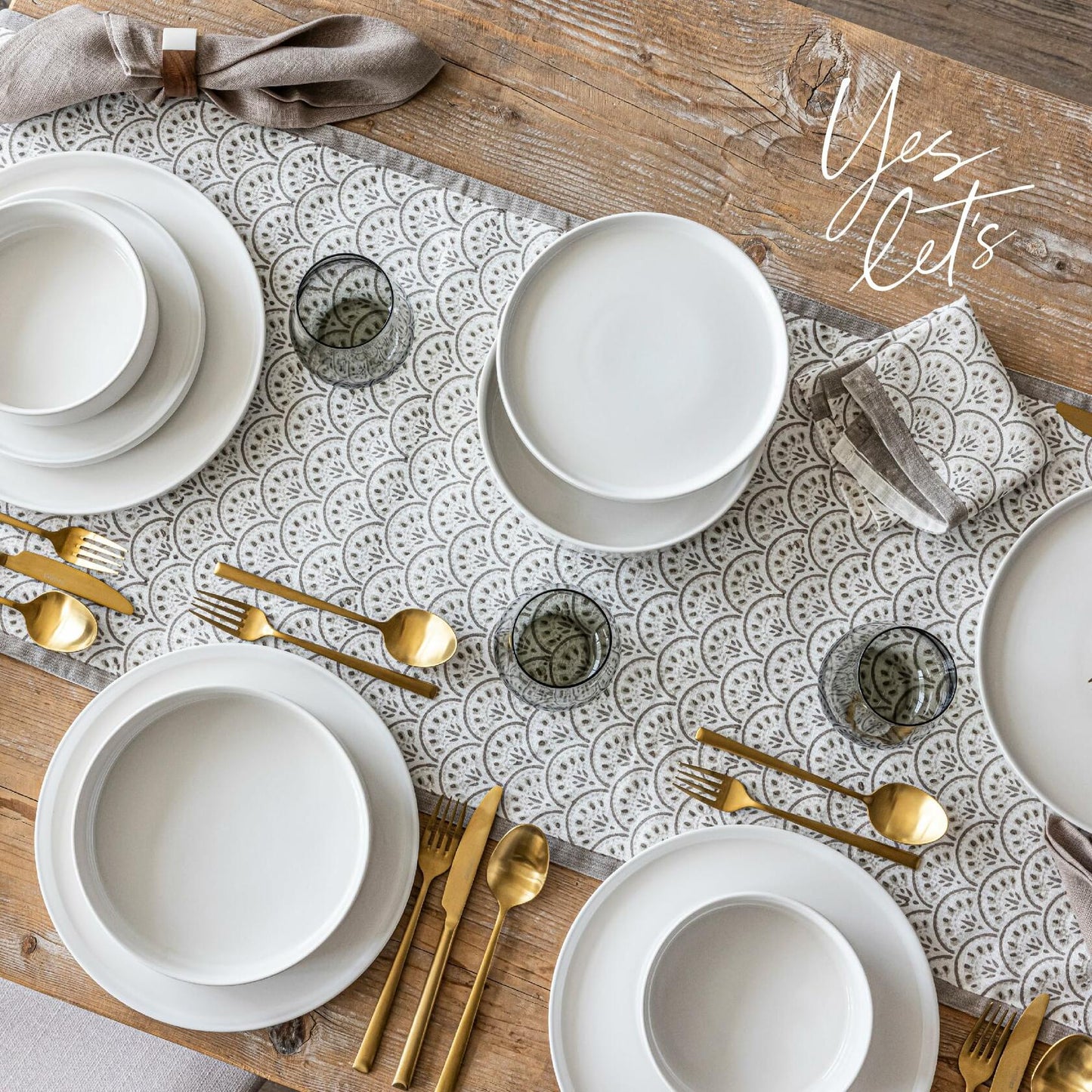 over&back 16-Piece Stackable Stoneware Dinnerware Set – Plates & Bowls, Gray