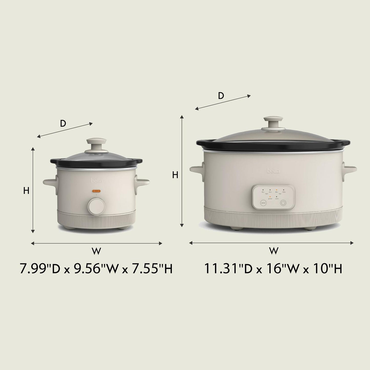 BELLA 6Qt & 1.5Qt Slow Cooker Set – Programmable, Nonstick, Dishwasher Safe