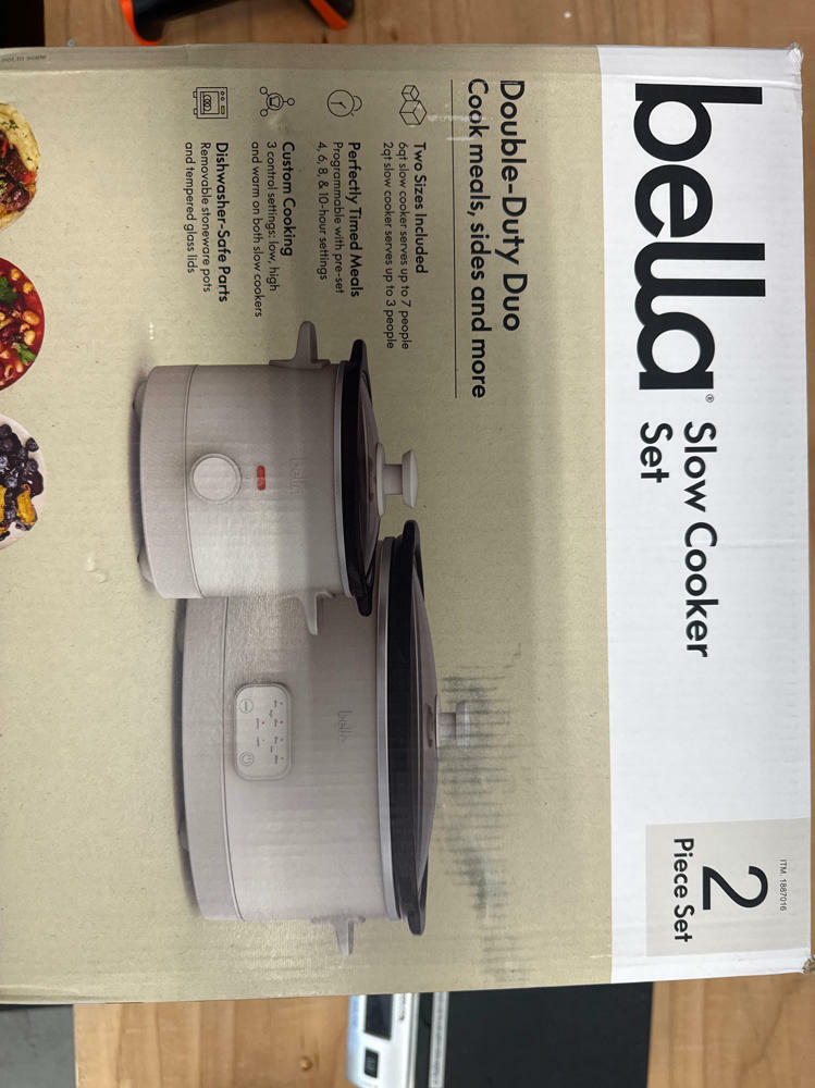 BELLA 6Qt & 1.5Qt Slow Cooker Set – Programmable, Nonstick, Dishwasher Safe