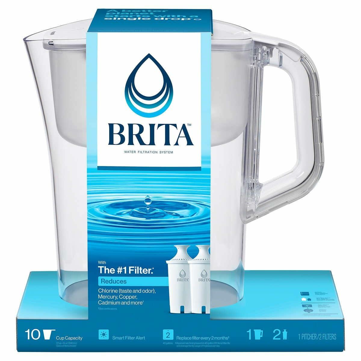 Brita 10-Cup Water Filter Pitcher w    / Smart Light & 2 Filters, BPA-Free, White-In Store Only