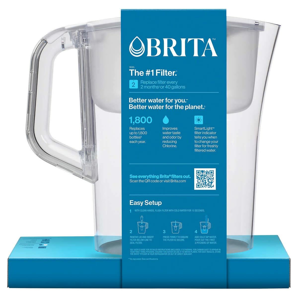 Brita 10-Cup Water Filter Pitcher w    / Smart Light & 2 Filters, BPA-Free, White-In Store Only