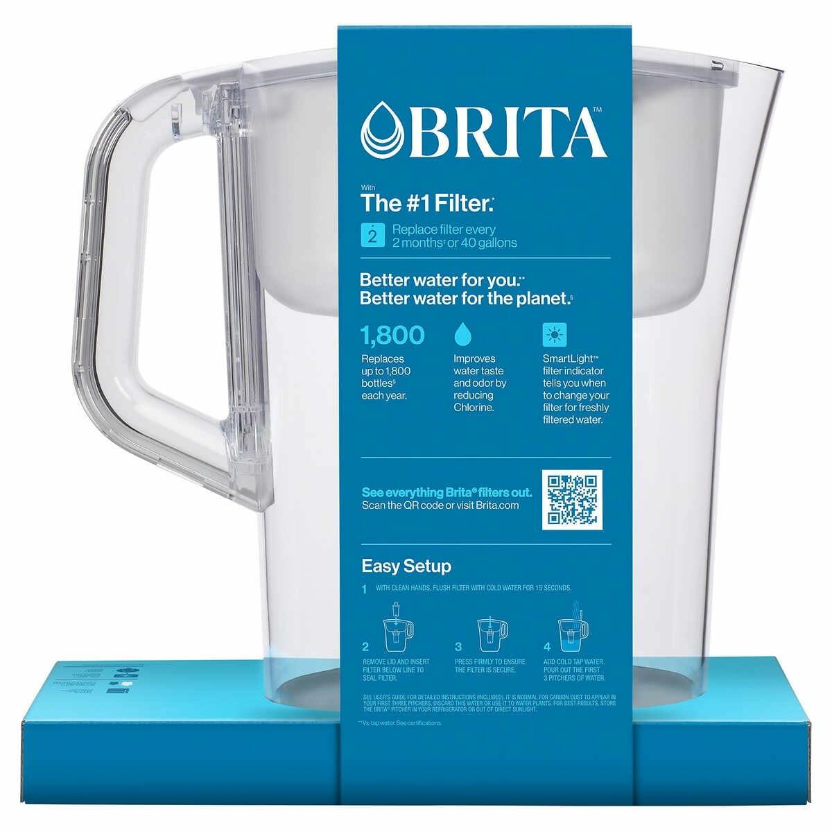 Brita 10-Cup Water Filter Pitcher w    / Smart Light & 2 Filters, BPA-Free, White-In Store Only