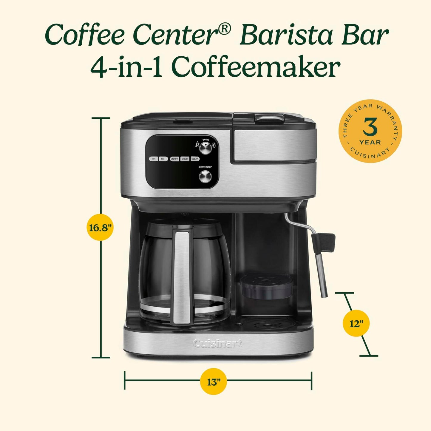 Cuisinart Coffee Center 4-in-1 Barista Bar Maker,Pod Compatible,SS-4N1NAS, Black