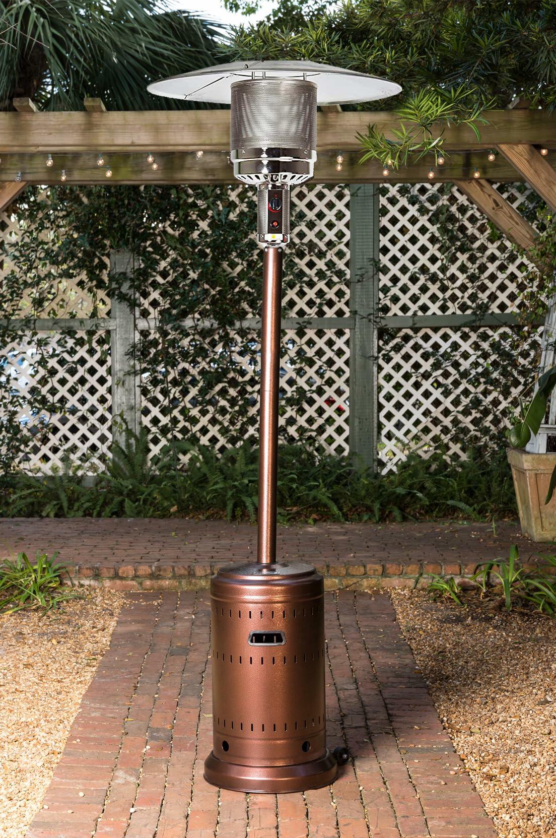 Fire Sense 46,000 BTU Propane Patio Heater – Hammered Bronze, Portable w/ Wheels