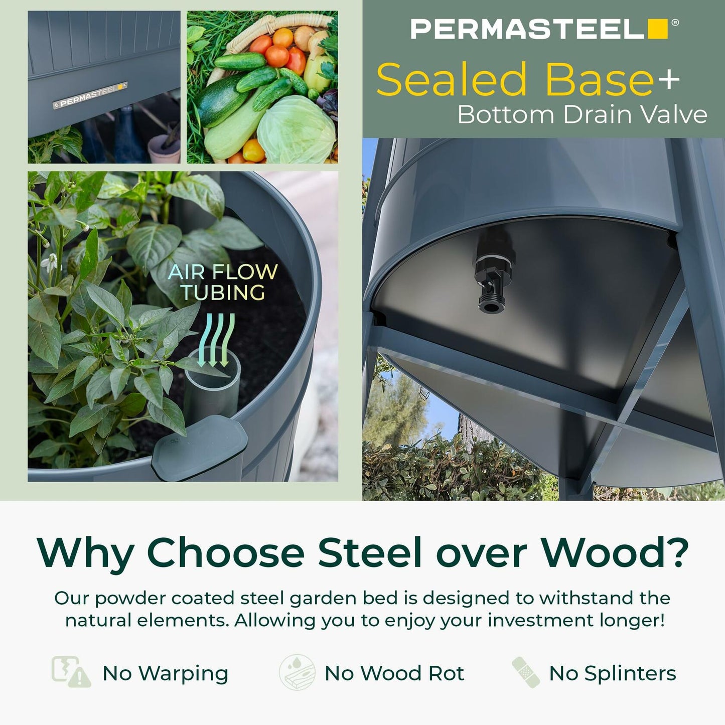 Permasteel Raised Garden Bed with Legs, 40×20×37 in, Planter Box with EnGrow™ TrueSoil™ Technology for Vegetables, Flowers, Herbs, and Fruit, Outdoor Indoor, Storage Shelf, Blue