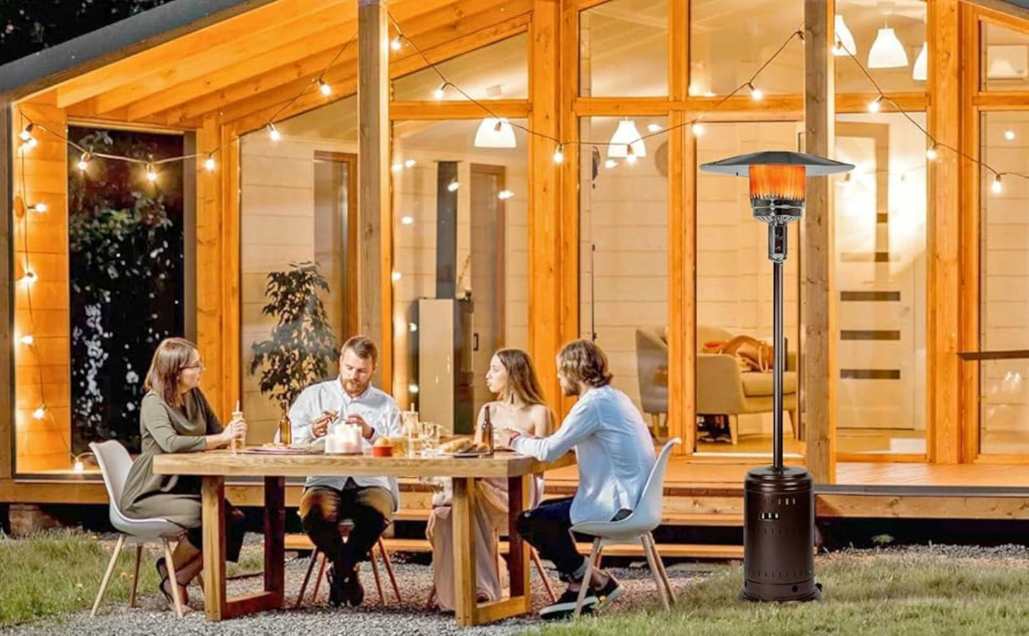 Fire Sense 46,000 BTU Propane Patio Heater – Hammered Bronze, Portable w/ Wheels